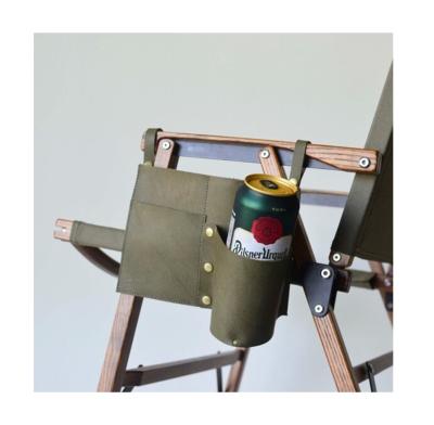 China Stored Folding Outdoor Hanging Leather Drinks Bag Pouch Beer Can Holder Beer Case for sale