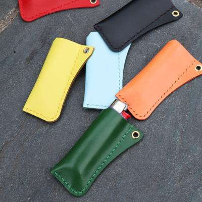 China 2021 New Fashion Lighter Leather Case Cover Holder Portable Lighter Key Chain Lighter Leather Case For Man for sale