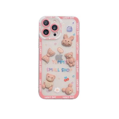 China Luxury Bear TPU Phone Cases Cartoon Cute Design Shockproof Cover New For Iphone 13/12/11 for sale