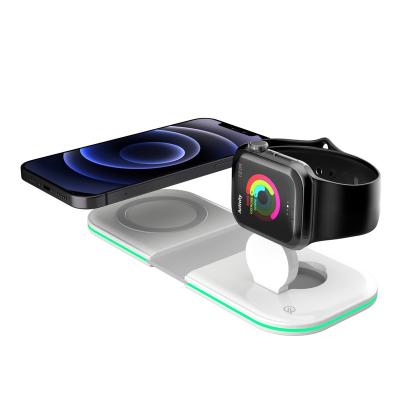 China Foldable 2 in 1 Magnetic Wireless Fast Charger 15W Foldable Stand Charger For iPhone Watch / for sale