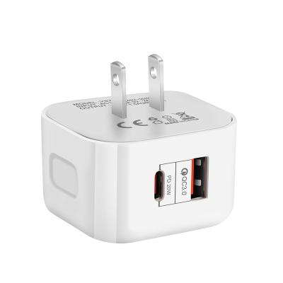 China Mobile Phone PD Fast Charger 20W Type C USB C Charger PD+QC 3.0 With Standard US/Euro/UK Plug Wall Charger for sale