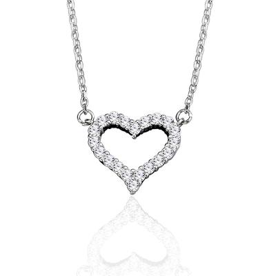 China Ladies Heart Shaped 925 Sterling Silver Jewelry Heart Pendant Hot Sale Fashion Necklace for sale