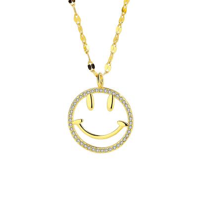 China New Style Smiley Face Pendant Necklace 925 Silver For Girls Diamond Pendant for sale