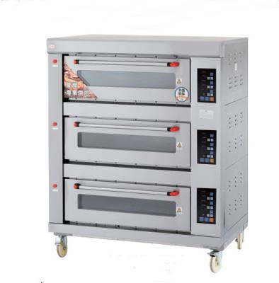 China Bakery 3 Deck Digital Controller Stainless Gas Industrial Full Deck Oven Prices for sale