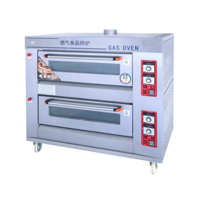 China Stainless High Quality Full Bakery Deck 4 Tray 2 Gas Bread Deck Oven For Pizza And Bread for sale