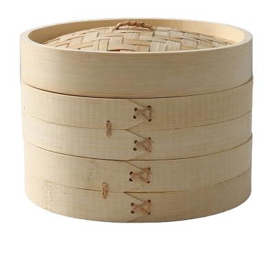 China Sustainable Mini Dim Sum Big Custom 7 Inch 2 Tier Wholesale Bamboo Chinese Steamer Basket for sale