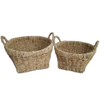 China High Quality And Cheap Sustainable Modern Wire Basket Grass Basket With Handle Storage Basket for sale