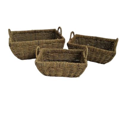 China 2022 Newly Designed Sustainable Storage Basket Grass Baskets With Handle Storage Basket for sale