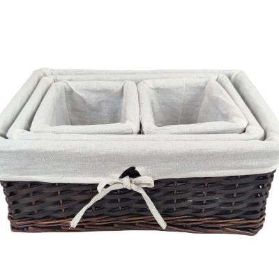 China Viable Hot Selling Willow Square Storage Basket Wicker Basket Office Square Basket For Storage for sale