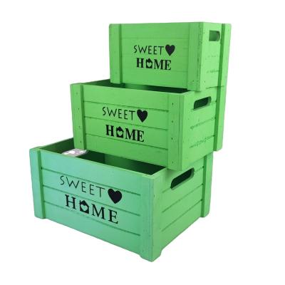 China Simple wooden storage box modern viable small office storage box set of three wooden storage boxes for sale