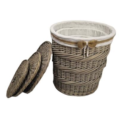 China Modern and fashionable sales can customize modern wicker laundry basket set, 3 manual laundry baskets with covers and customized half of wicker laundry baskets for sale