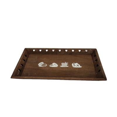 China 2022 Viable New Unique Wooden Dining Plate , Simple Carved Silk Screen Printing Fashion Tray Combination for sale