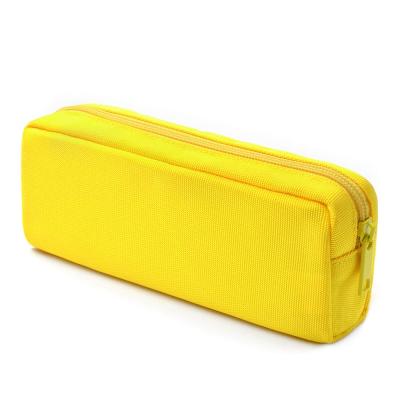 China Schools & Office Student Desk Pure Yellow Large Capacity Pencil Case for sale