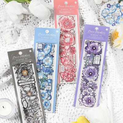 China High Quality Design 3 Pcs 4 / Set Cute Stickers Flower Art PET Decoration Waterproof Stickers Pack For Diary Scrap Book for sale