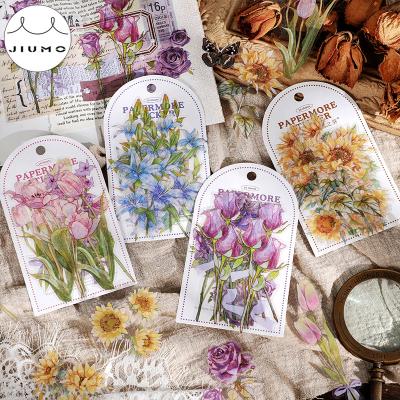 China 10Pcs/Bag Vintage Decorative Botanical Stickers Sticker 4 Styles Aesthetic Flowers Hands Stationery Material Decorative Stickers JIUMO for sale