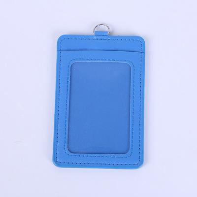 China Fashion Multicolor Options Horizontal Vertical PU Lanyard Leather ID Business Card Holder for sale