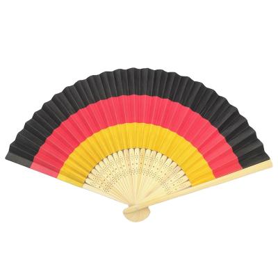 China Double Sided Printing China and Bamboo Paper Folding Fans with Different Logo Customized Paper Fan for sale