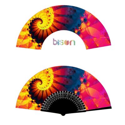 China Bulk Personalized China Postman Fabric Folding Fan With Custom Logo Printed For Women for sale