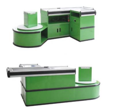 China Corrsion protection checkout counter with conveyor belt, supermarket equipment for sale