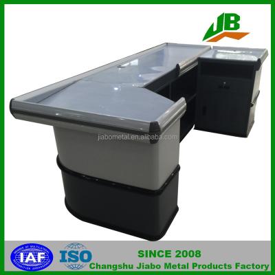 China Supermarket supermarket cashier counter table, fashion desgn cash register, stainless steel checkout counter for sale