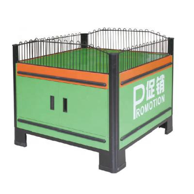 China Corrsion Protection Supermarket Exhibition Rack Promotion Table With Guardrail For Store/Deli/Retail for sale