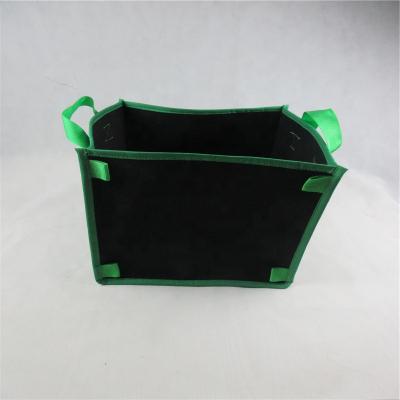 China Garden Growing Bag Planter Bag 10 Gallon Ruled Aeration Fabric Square Pot Planting Grow Bag With Green Handles for sale