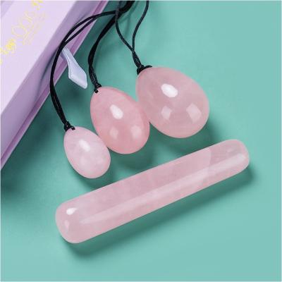 China China Amazon best sellers rose quartz raw yoni inner surface highest quality certified drilled yoni egg jade set jade eggs for women for sale