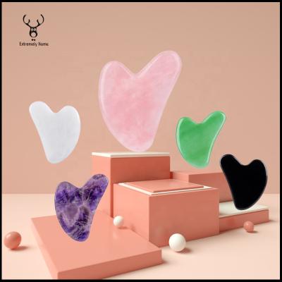 China Hot Amazon Sales Skin Care Tools Custom 100% Roller Tool Kit Gua Sha Stone Facial Rose Quartz Gua Sha for sale