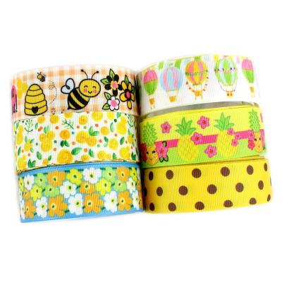 China Print Eco-Friendly Wholesale Bee Character Ribbon Suppliers Midi Grosgrain Floral Ribbon 25mm 1 Inch for sale