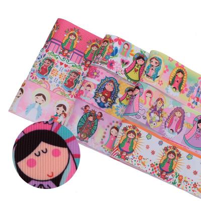 China High Quality Midi Liston 3 Inch Grosgrain Ribbon Cartoon Print Mexico Girl Grosgrain Ribbon for sale