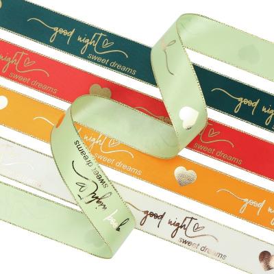 China Luster Midi Personalized Satin Ribbon Luxury Gift Wrap Customized Logo Printed Ribbon for sale