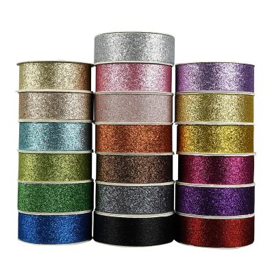 China Luster Midi Wedding Decoration Ribbon Handmade Gift Wrapping Pure Color Diy Party Ribbon Customized Glitter Ribbon 10 yards for sale