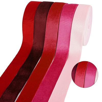 China Midi Listones Sale Solid Color Hair Bow Ribbon 38mm Korea Eco-friendly Stock Ribbon Velvet Ribbon for sale