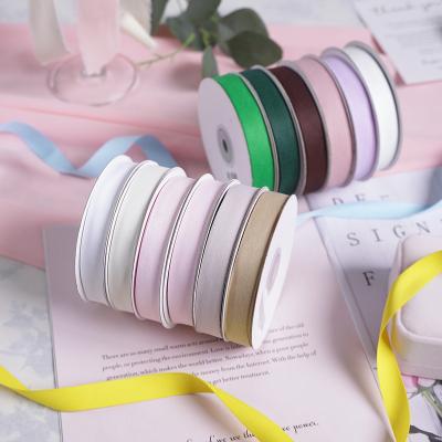 China Workable Custom Mixed Face Color Factory Midi Solid Double Face Polyester Ribbon For Gift Wrap Textile Bouquet Supplies for sale