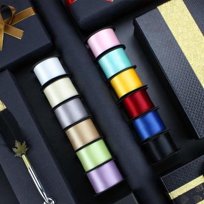 China Double face high quality solid color satin ribbon fast delivery for big gift box for sale