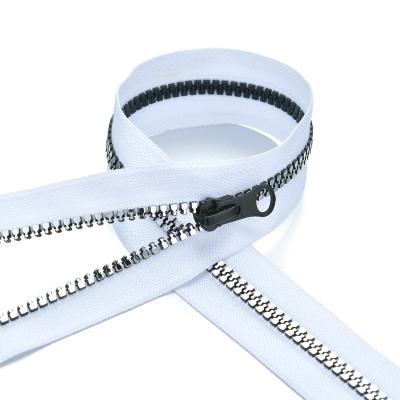 China Other Resin 5# Zipper Teeth Natural Silver Plated White White Strip By The Yard for sale