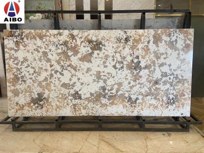 China 20mm Marble Look Rock Red Color Artificial Quartz Stone Slab For Bath Vanity Top Indoor Decor en venta