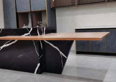 China Solid Black Quartz Kitchen Countertops Artificial Stone Worktop Heat Resistance for sale