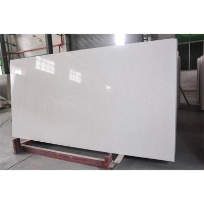 China White Glass Quartz Stone Slab For Bathroom Countertop Vanity Top for sale