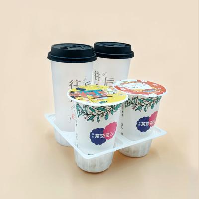 China Coffee Tea Water Milk Cup Holder Disposable Take Out Handheld Plastic Cup Holder for sale