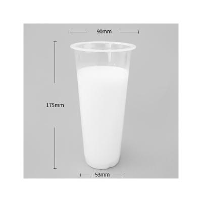 China Single Wall 700Ml Milk Tea PET Cup Blister Custom Logo Bubble Tea Juice Plastic Cup for sale