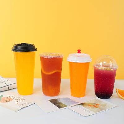 China Single Wall PP Frosted reusable bubble tea Cup custom Clear smoothie Juice milktea Plastic Cups with lids for sale