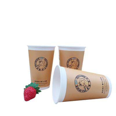 China Bio-degradable Disposable Cold Soft Drink Paper Cup with Lid For Coffee for sale