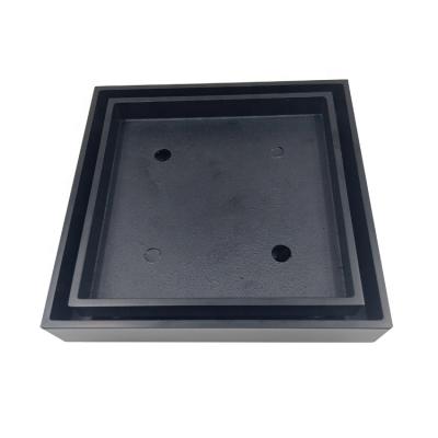 China GUIDA 726122 Matte Black Drain Outlet Modern 115*115 mm 90 mm Tile Insert Black Square Shower Waste Floor Drain for sale