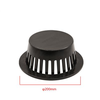 China Modern GUIDA 726198 200mm High Quality Black With Strainer Plastic Dome Roof Exterior Floor Drain for sale