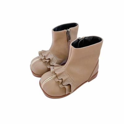 China Children's low-cut side Martin boots solid color ankle zipper girl suede boots Sweat-absorbent autumn and winter boots2020Lace for sale