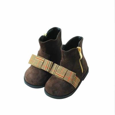 China Children Sweat-absorbent boots2021Autumn and soft-soled Martin boots new winter style bow princess girl velvet shorts Korean baby boots for sale