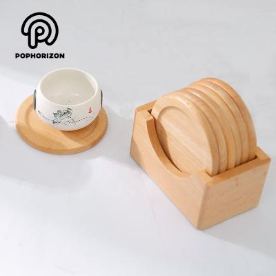 China Viable Natural Tea Cup Mat Coaster Set in Beech Wood from Poohorizon for sale