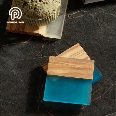 China Viable Pophorizon Olive Wood Coaster Sample blue for sale