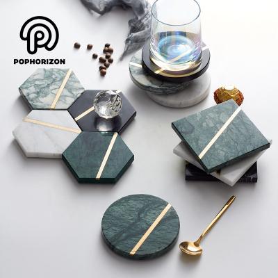 China Viable Pophorizon Fashion Marble Coaster Hexagon Cup Coasters Wholesale for sale